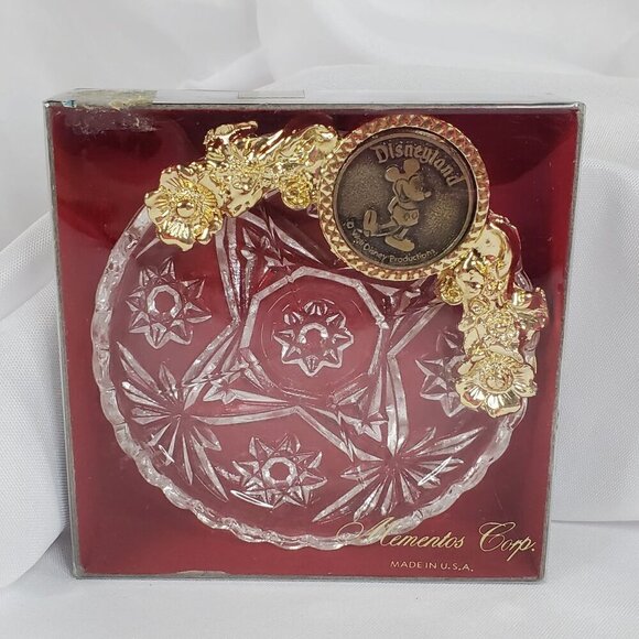 VTG Disneyland Mickey Mouse Crystal Trinket/ jewelry Dish USA Collector NOS - Picture 10 of 10